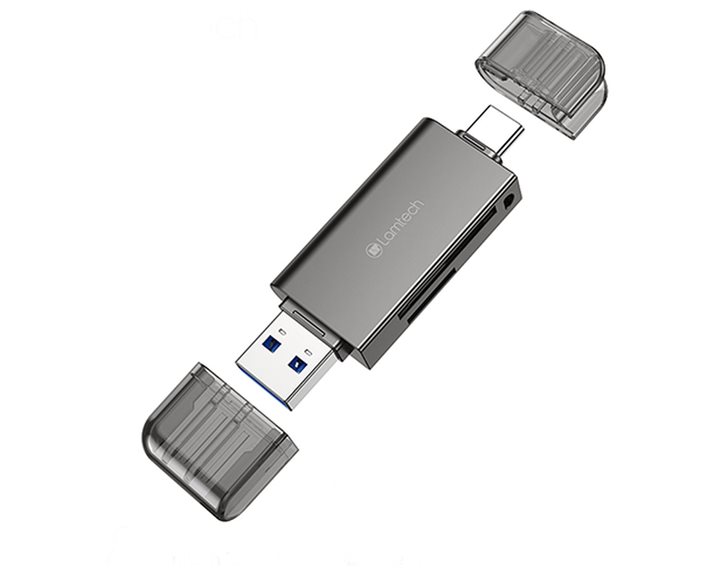 Lamtech USB/Type-C 3.0 High Speed Card Reader Metal Grey