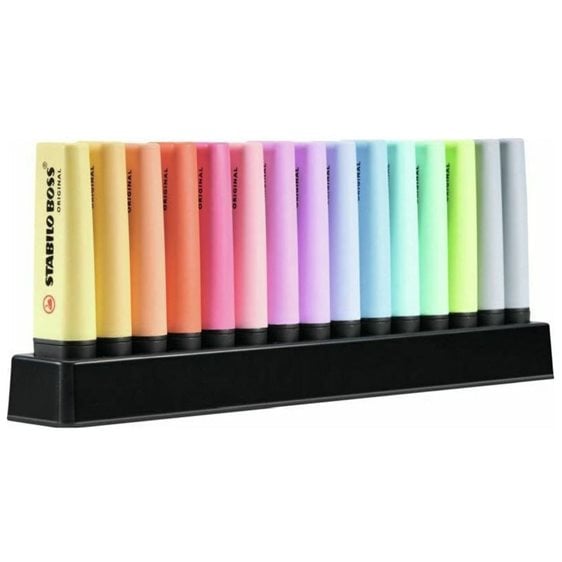Μαρκαδόροι Υπογράμμισης Stabilo Boss Set 15τμχ (Pastel + 1Deskset) 70/15