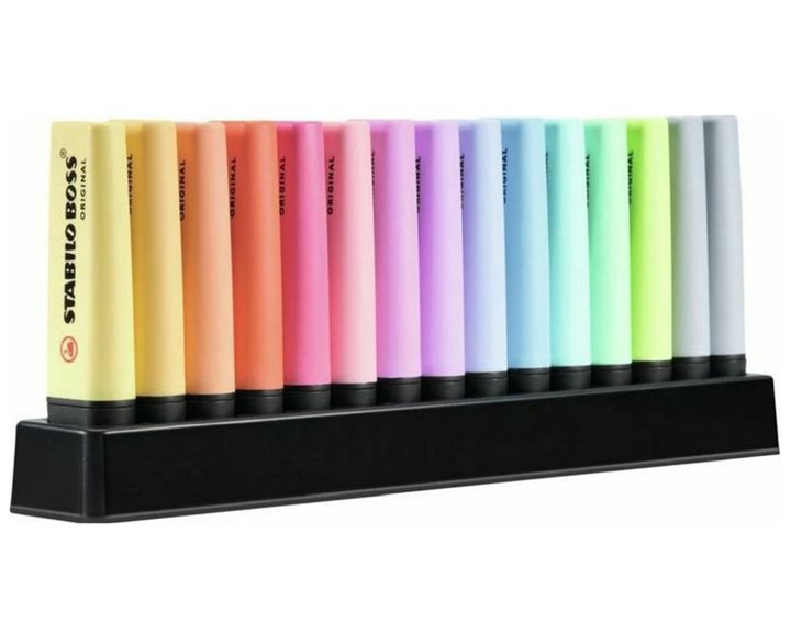Μαρκαδόροι Υπογράμμισης Stabilo Boss Set 15τμχ (Pastel + 1Deskset) 70/15