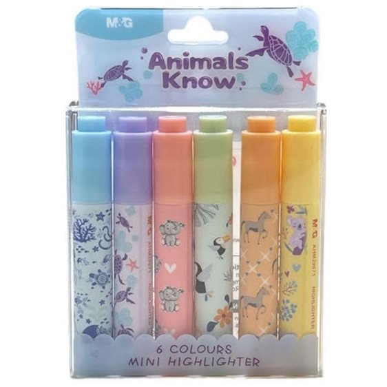 Σετ Μαρκαδόρων Υπογράμμισης 6τμχ Mini Animals Know AHM29671
