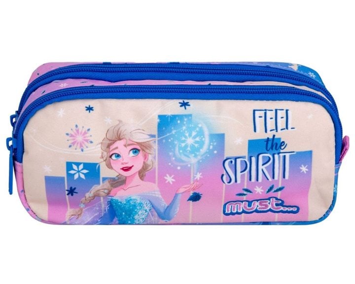 Κασετίνα Must με δύο φερμουάρ 20x6x9cm Frozen Feel The Spirit