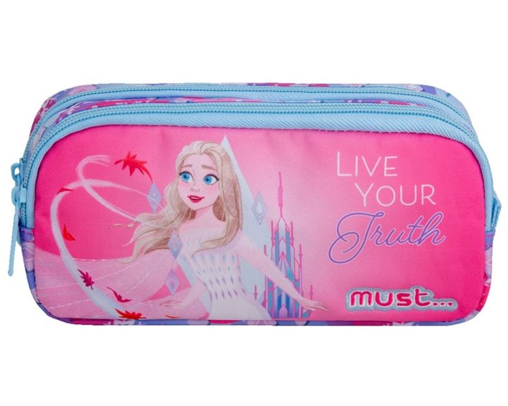 Κασετίνα Must με δύο φερμουάρ 20x6x9cm Frozen Live Your Truth