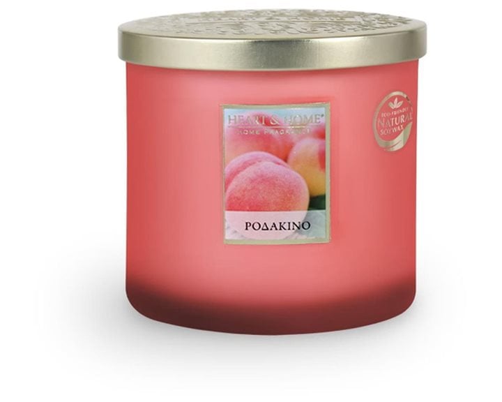 Κερί Αρωματικό Heart & Home Με Διπλό Φυτίλι Ροδάκινο 220gr
