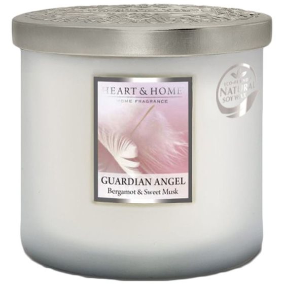 Κερί Αρωματικό Heart & Home Με Διπλό Φυτίλι Φύλακας Άγγελος Bergamont & Sweet Musk 220gr
