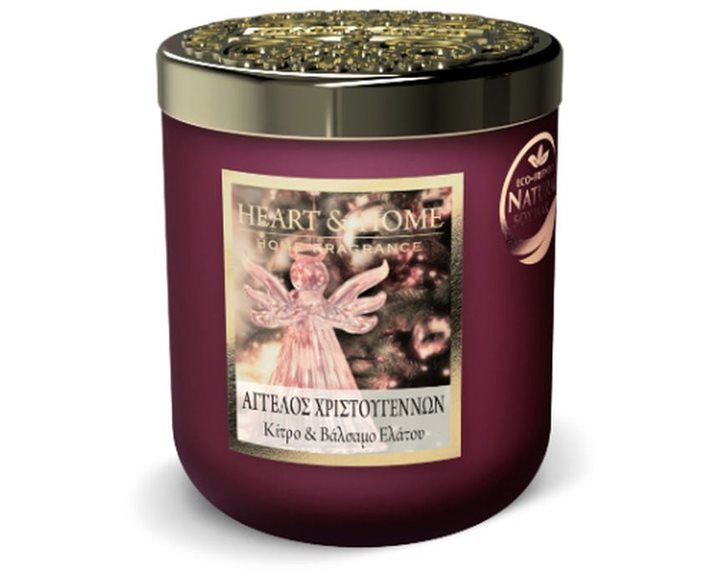 Κερί Αρωματικό Heart & Home Αγγελος Χριστουγέννων Κίτρο & Βάλσαμο Ελατου 110g