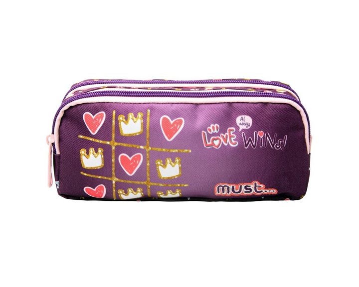 Κασετίνα Must energy  με δύο φερμουάρ 21x6x9cm Love Wins