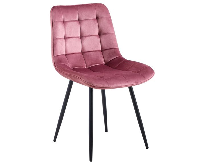MYRIAM-R Καρέκλα Τραπεζαρίας, Μέταλλο Βαφή Μαύρο, Ύφασμα Velure Απόχρωση Dirty Pink ΕΜ7913,1R