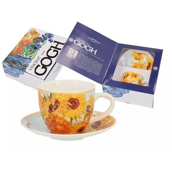 Κούπα Espresso με Πιατάκι Carmani 80ml V.Gogh Sunflowers