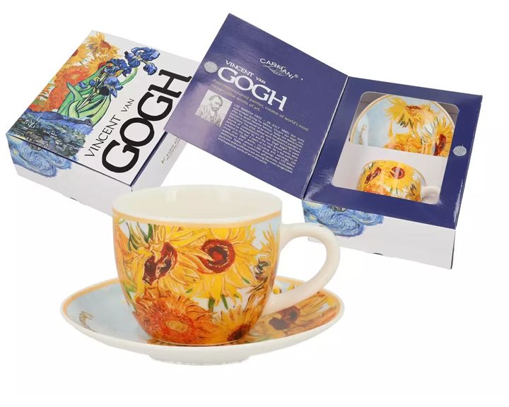 Κούπα Espresso με Πιατάκι Carmani 80ml V.Gogh Sunflowers