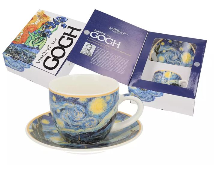 Κούπα Espresso με Πιατάκι Carmani 80ml V.Gogh Starry Night