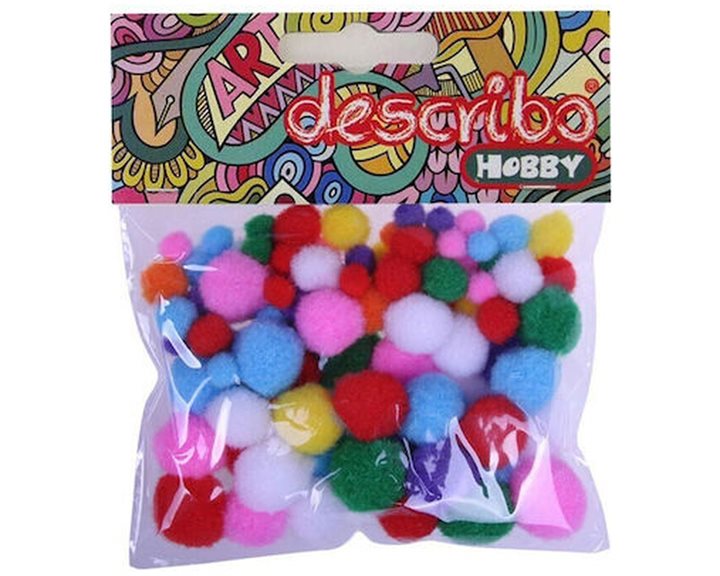 Pompons Describo10,15,20,25mm Σετ 80τεμ. Διάφορα Χρώματα