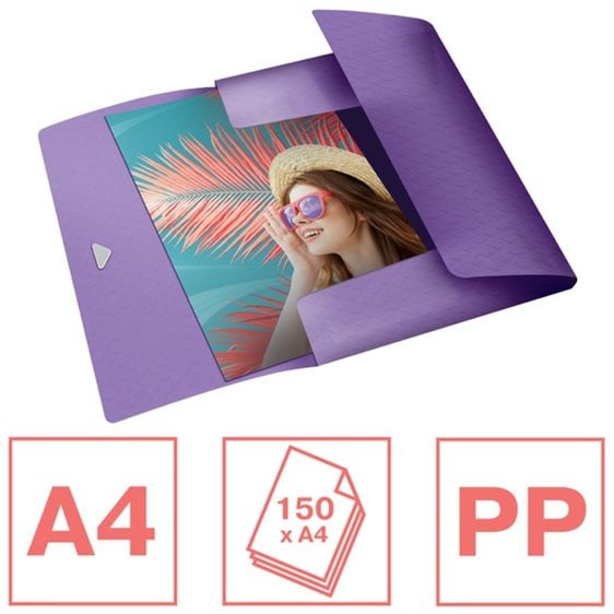 Ντοσιέ Esselte Α4 PP Colour Breeze με λάστιχο Lavender 628440