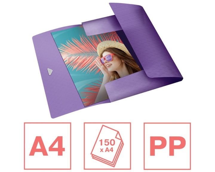 Ντοσιέ Esselte Α4 PP Colour Breeze με λάστιχο Lavender 628440
