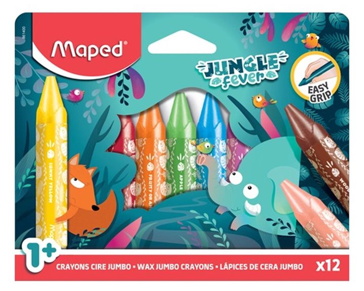 Κηρομπογιές Maped Wax Maxi Jungle Fever 12τμχ 861400