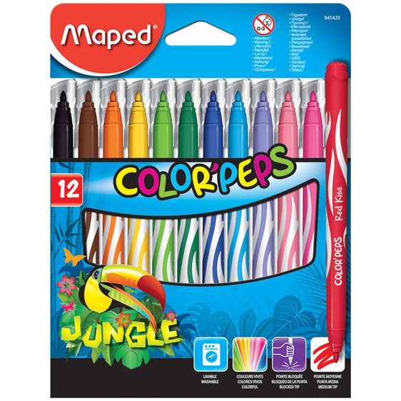 Μαρκαδόρος Maped Jungle 12τεμ. Ψιλής Γραφής 845420