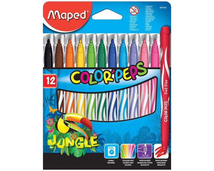 Μαρκαδόρος Maped Jungle 12τεμ. Ψιλής Γραφής 845420