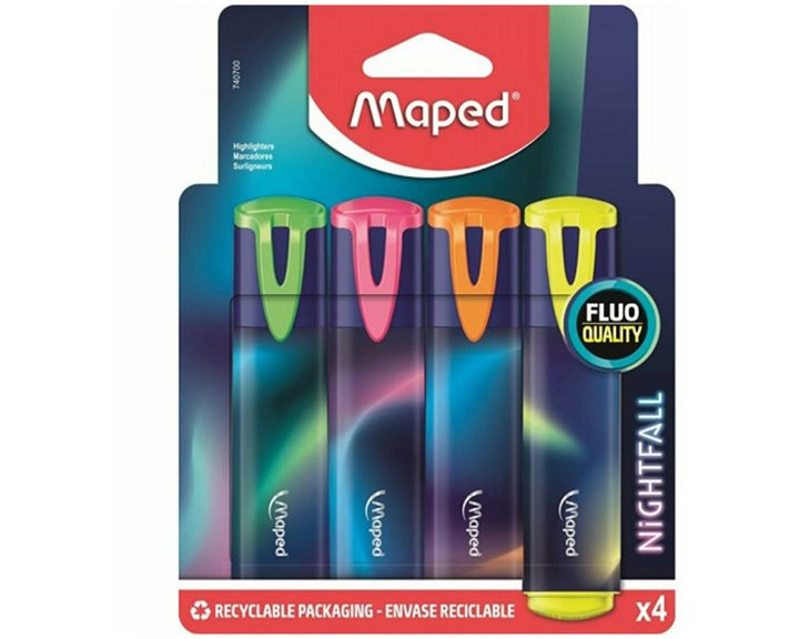 Μαρκαδόρος Υπογράμισης Maped Nightfall 4τμχ. 740700