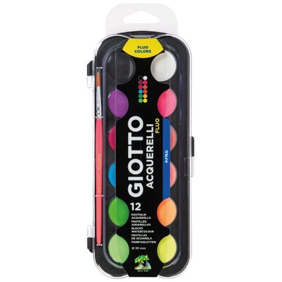 Νερομπογιά Giotto 30mm 12 Χρωμάτων Fluo  000351400