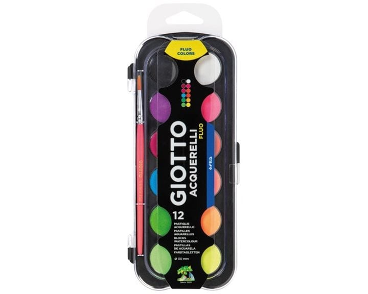 Νερομπογιά Giotto 30mm 12 Χρωμάτων Fluo  000351400