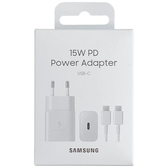 SAMSUNG USB CHARGER AND CABLE 15W WHITE