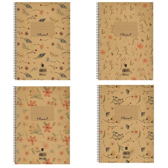 Τετράδιο Σπιράλ 17χ25 Salko Floral 4Θεμ.120φ.6444