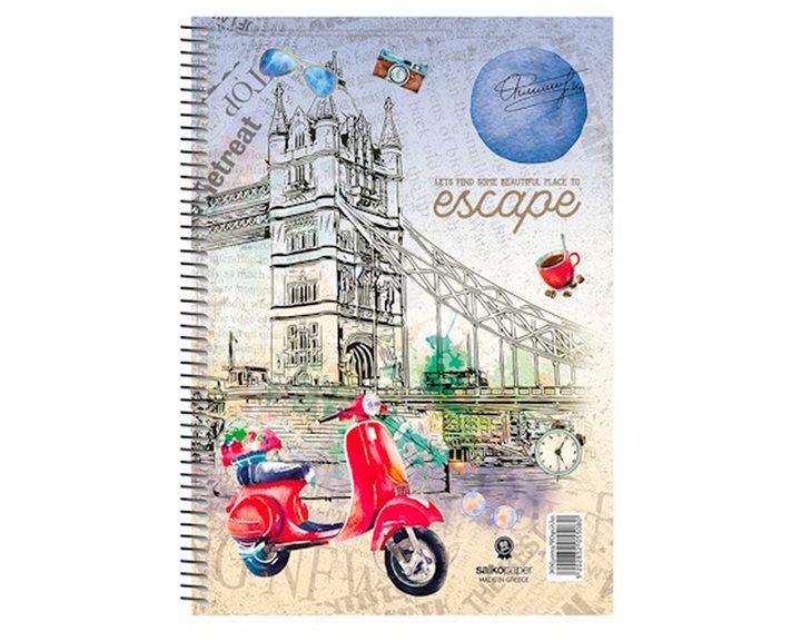Τετράδιο Σπιράλ Α4 Salko Escape 4Θεμ.120φ.
