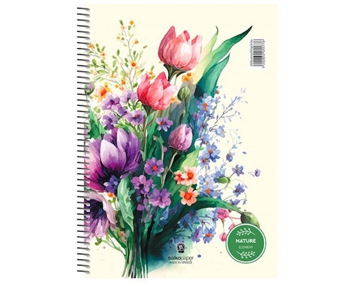 Τετράδιο Σπιράλ Α4 Salko Nature 3Θεμ.90φ.