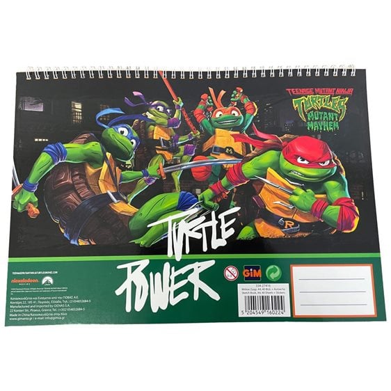 Μπλόκ Ζωγραφικής 23x33  Gim Ninja Turtles Movie 40Φ.Με Αυτοκόλλητα 334-27416