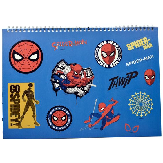 Μπλόκ Ζωγραφικής 23x33  Gim Spiderman 40Φ.Με Αυτοκόλλητα 337-06416