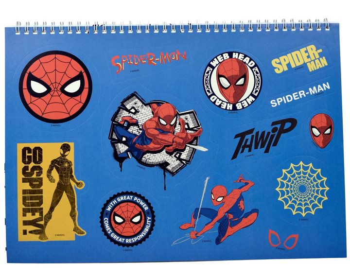 Μπλόκ Ζωγραφικής 23x33  Gim Spiderman 40Φ.Με Αυτοκόλλητα 337-06416