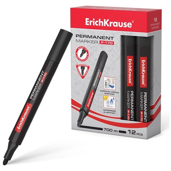 Μαρκαδόρος Ανεξίτηλος ErichKrause 2mm P-170 Black 7275