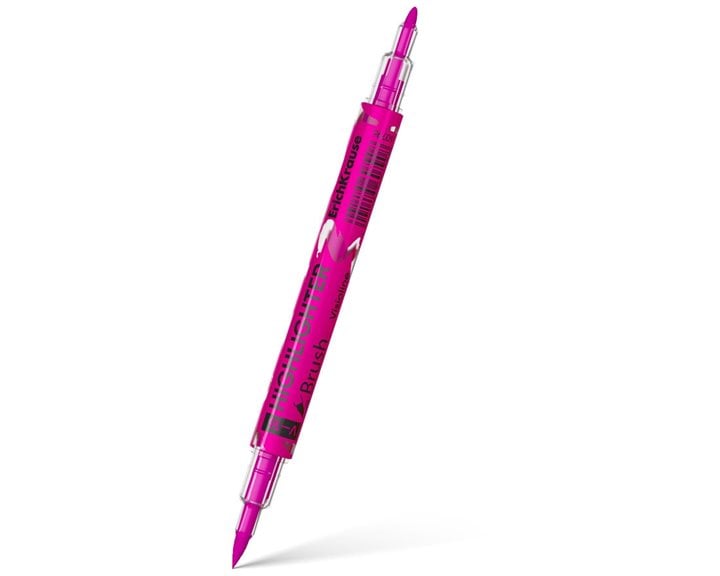 Μαρκαδόρος Υπογράμμισης Erichkrause V-16 Brush Neon Double Side 0.5-3.5mm Pink 60796