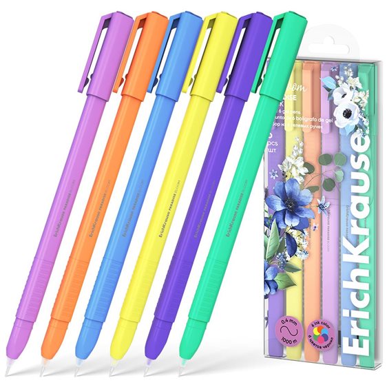 Στυλό ErichKrause Σετ 6τμχ Διαφορετικά Χρώματα Paradise Stick Pastel Bloom 0.5 61311