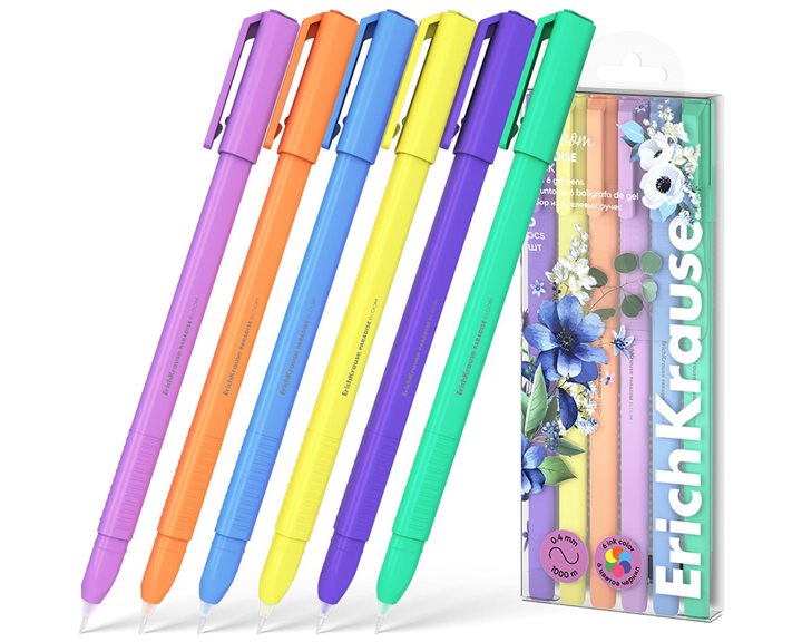 Στυλό ErichKrause Σετ 6τμχ Διαφορετικά Χρώματα Paradise Stick Pastel Bloom 0.5 61311