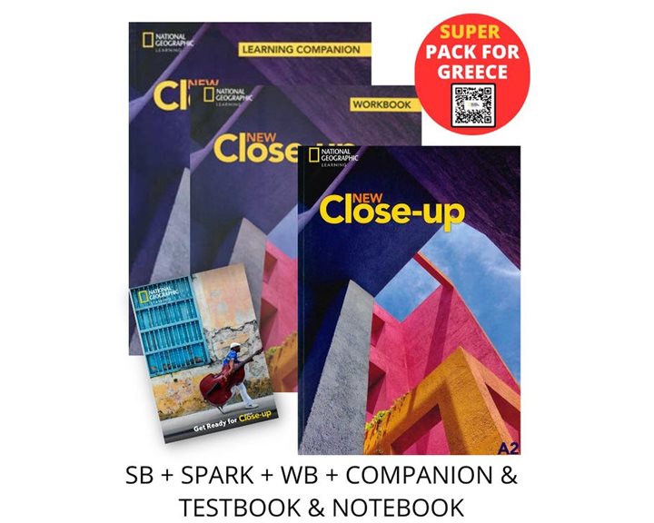 NEW CLOSE-UP A2 SUPER PACK FOR GREECE (SB + SPARK + WB + COMPANION   TESTBOOK   NOTEBOOK)