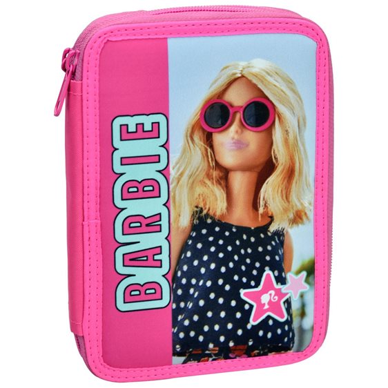 Κασετίνα Gim Διπλή Γεμάτη Barbie Holographic 349-86100
