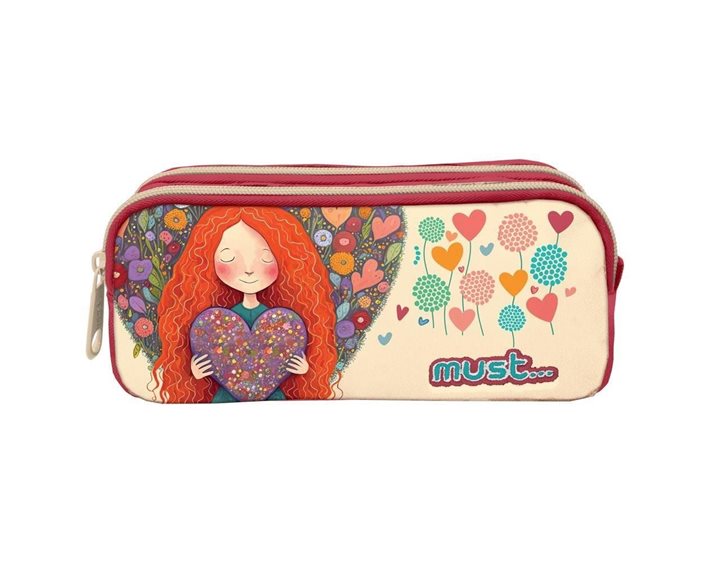 Κασετίνα Βαρελάκι Must 2 Φερμουάρ 21x6x9cm Red Heart 000585759