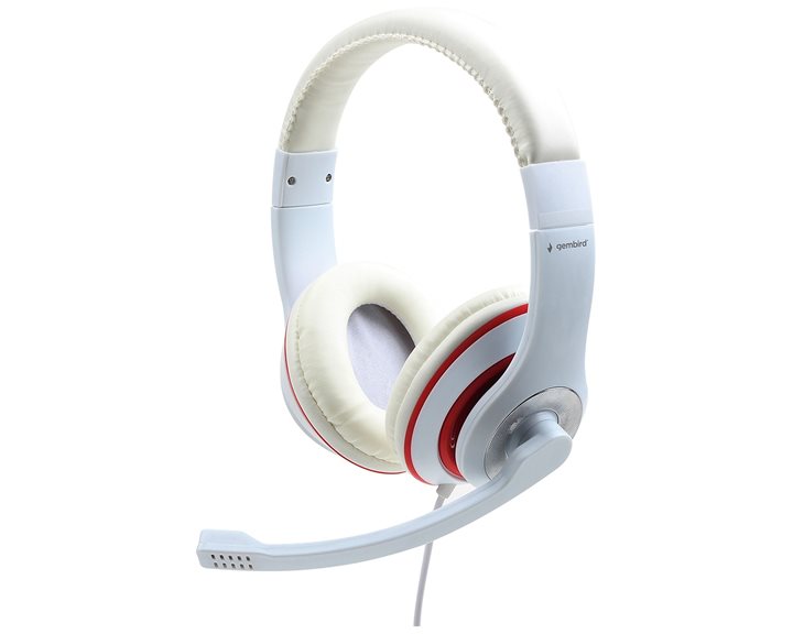 GEMBIRD JACK STEREO HEADSET WHITE WITH RED RING