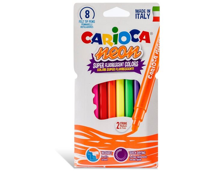 Carioca Neon Πλενόμενοι Μαρκαδόροι Ζωγραφικής Χονδροί σε 8 Χρώματα 42785