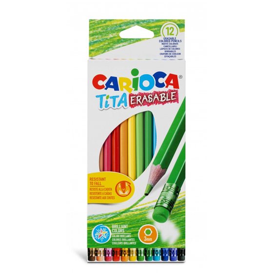 Ξυλομπογιές Carioca με Γόμα Tita Erasable 12τμχ 42897