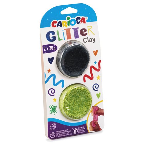 Carioca Glitter Μαύρο & Λαχανί Πηλός 2χ20gr 42126