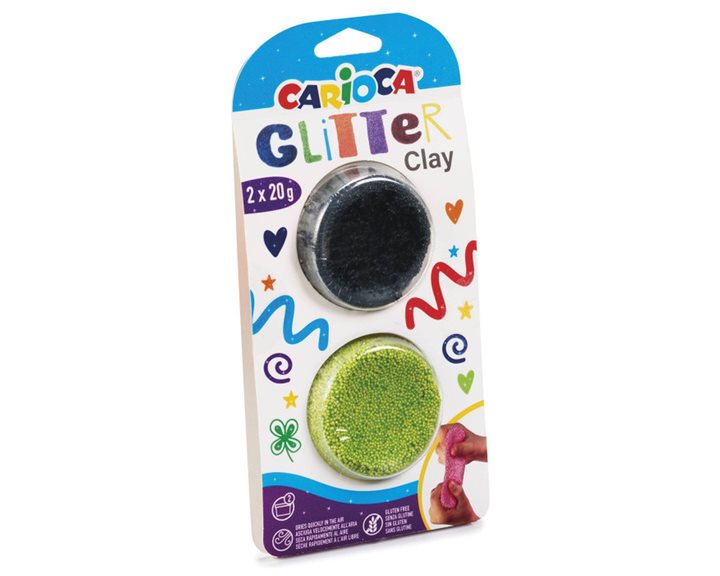 Carioca Glitter Μαύρο & Λαχανί Πηλός 2χ20gr 42126
