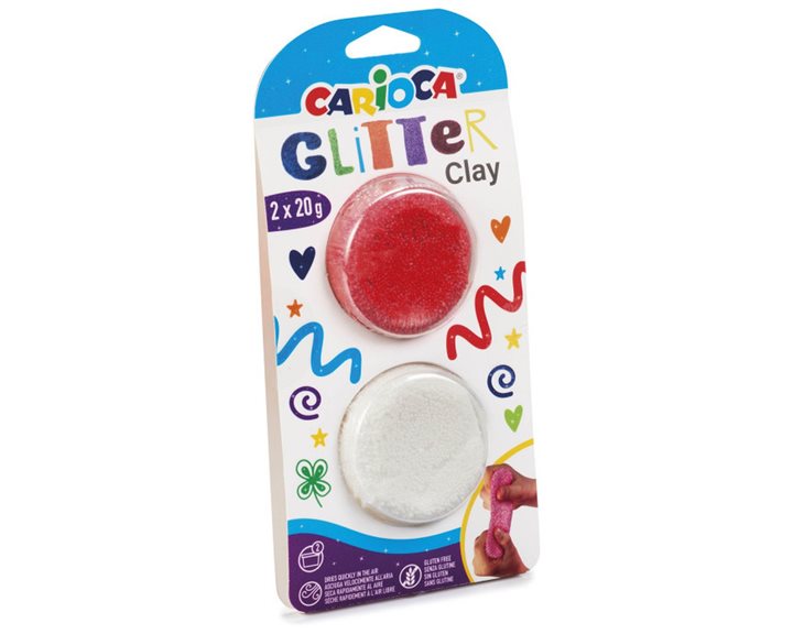 Carioca Glitter Κόκκινο & Λευκός Πηλός 2χ20gr 42129