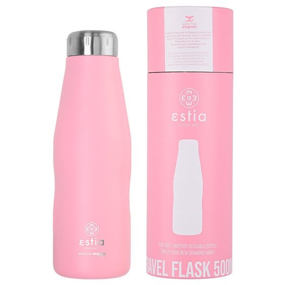 Estia Θερμός Travel Flask Save The Aegean 500Ml Blossom Rose