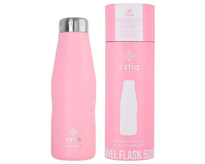Estia Θερμός Travel Flask Save The Aegean 500Ml Blossom Rose
