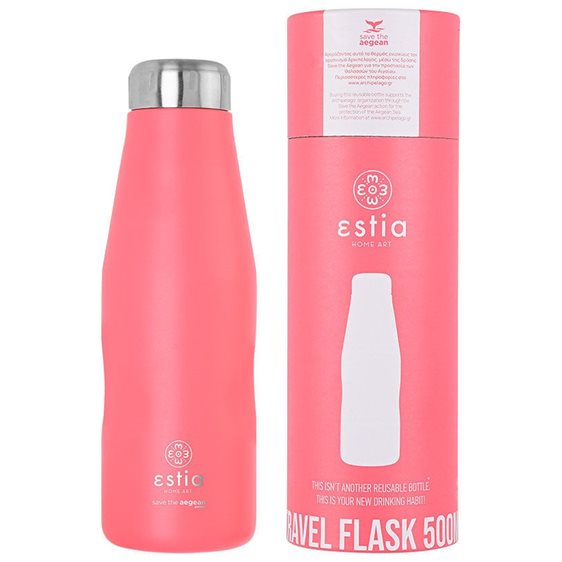 Estia Θερμός Travel Flask Save The Aegean 500Ml Fusion Coral