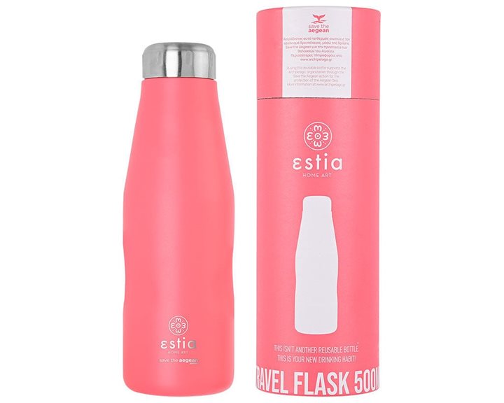 Estia Θερμός Travel Flask Save The Aegean 500Ml Fusion Coral