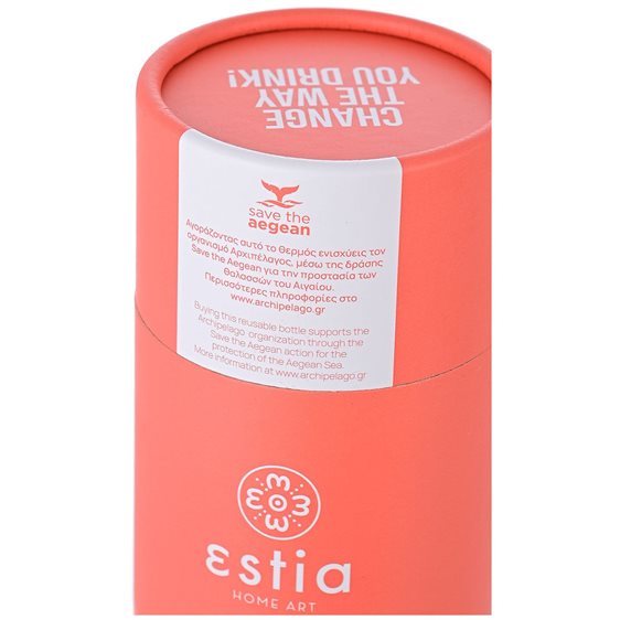 Estia Θερμός Travel Flask Save The Aegean 500Ml Fusion Coral