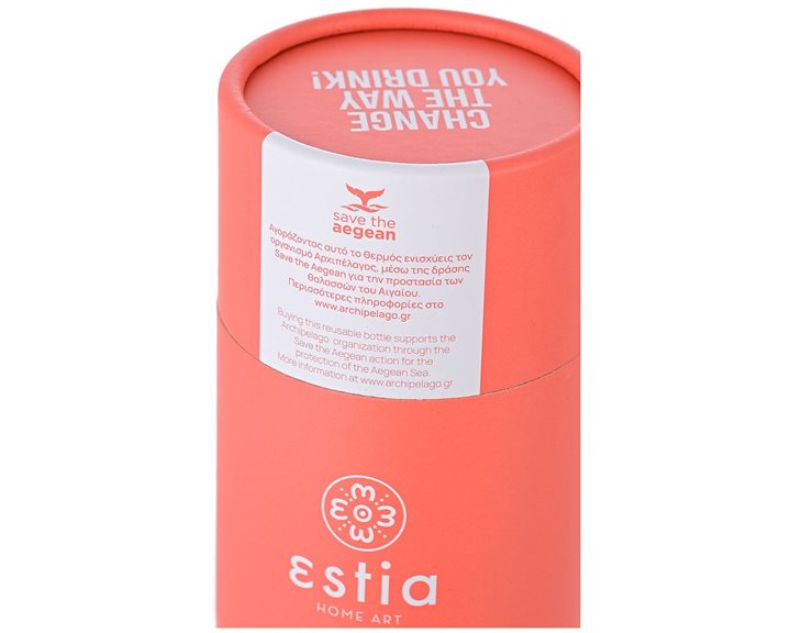 Estia Θερμός Travel Flask Save The Aegean 500Ml Fusion Coral