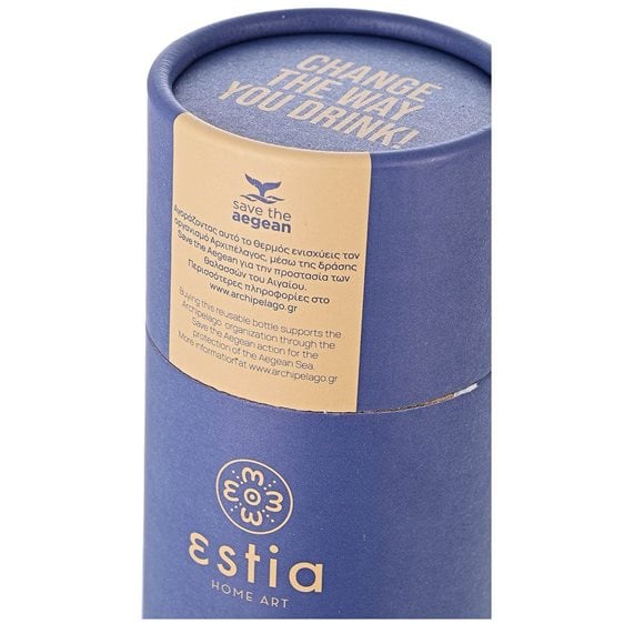 Estia Θερμός Travel Flask Save The Aegean 500Ml Denim Blue